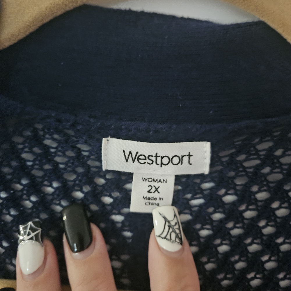 Westport Women's Dark Blue Knit Cardigan - Picture 2 of 4